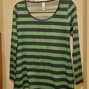XS Lularoe Lynnae - Blue and Green Stripes